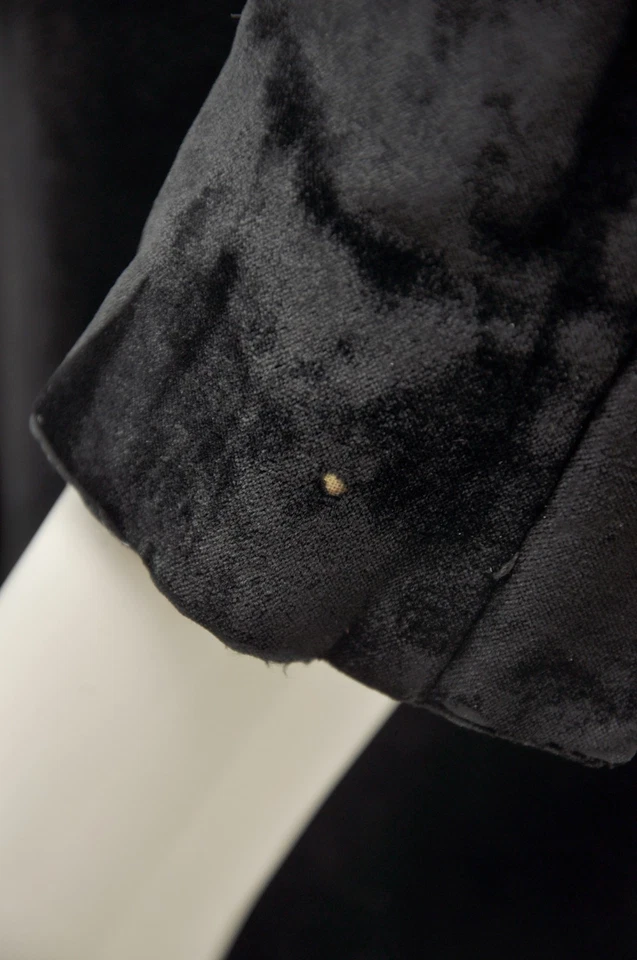 Abrigo Cuello Doble Pecho Terciopelo Negro Vintage Años 40 Vacaciones Gótico Bruja XS Foto 4 de 4