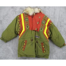 Vintage Triple FAT Goose Jacket Girls 14 Aztec Southwestern Down Filled Retro 90