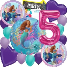 Anagram The Little Mermaid  Birthday Party Foil Balloon Bouquet Set 5th Birthday