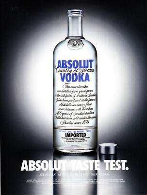 ABSOLUT TASTE TEST VODKA  AD 2002 VERY RARE OUT OF PRINT