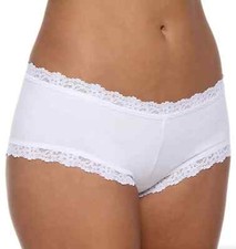 Hanky Panky L73701 White Organic Cotton Boyshort Women's Underwear Size L