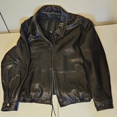 American Classics Jacket Men's XL Black Colebrook Full Zip Leather Zip Out  Liner