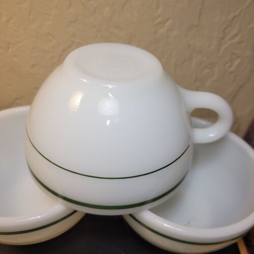 Vintage Anchor Hocking Fire-King 917 Tassen grüne Ringe 6er Set Restaurant Geschirr - Bild 3 von 9