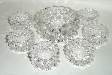 Vintage Master & 6 Open Salt Cellars ~ EAPG Diamond Quilted Hobnail ~ Clear