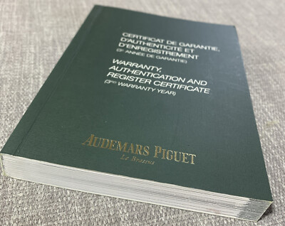 Audemars Piguet Watch Warranty Authentication Register Certificate