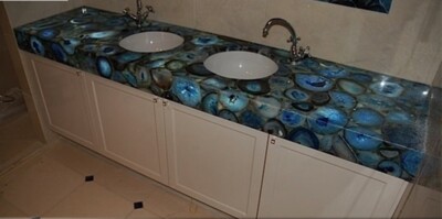 24''x36'' Natural Blue Agate Stone Counter top, Agate Dining Table, Agate Slab Top