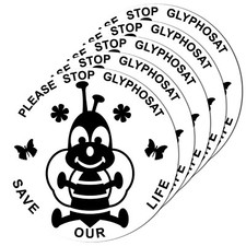 5 Stickers 10cm Bees Environment Flower Protection Please Stop Glyphosate Save Our Life