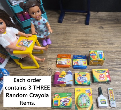 1/6 SCALE Miniature SCHOOL SUPPLIES Crayola ZURU Paint Erasers Clipboard Pencils - Picture 2 of 14