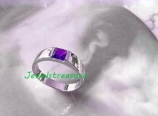 Natural Amethyst Gemstone with 925 Sterling Silver Ring For Men's 9231