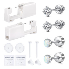 Kit de pistola para perforar orejas: aretes autoperforantes con tachuelas