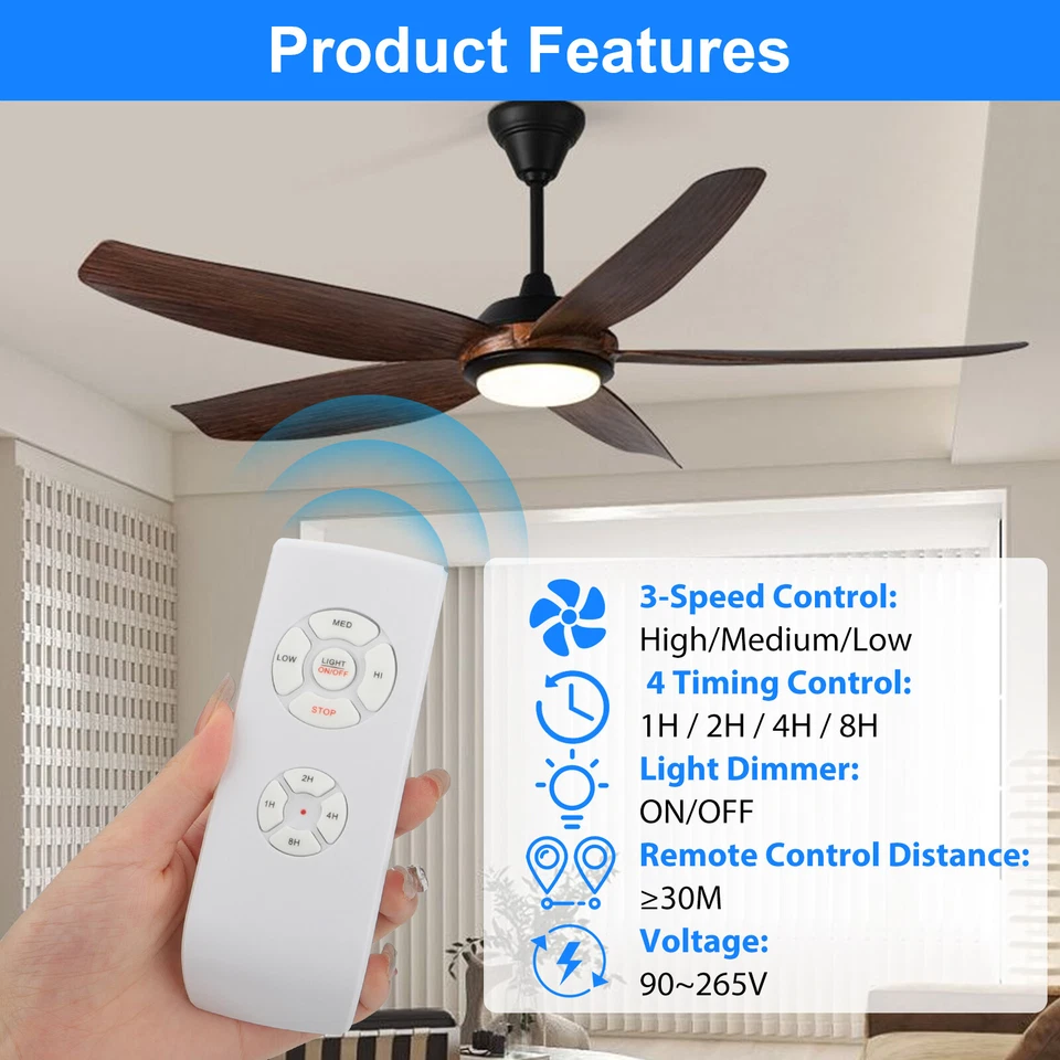 Universal Wireless 15M Timing Remote Control Receiver Ceiling Fan Lamp Light Kit - Image 2 of 4