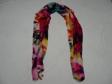 Colorful Abstract Patterned - 24" x 72" Sheer Polyester Scarf 