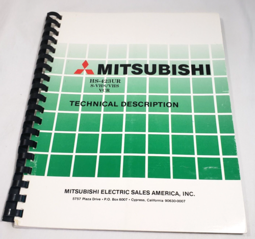 MITSUBISHI Technical Description Guide HS-423UR S-VHS/VCR 1988 LIVRE - Photo 1/9