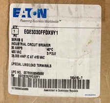 EATON EGE3030FFDX9Y1 3 Pole 30 AMP E125E Circuit Breaker Special Load Side