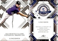LANCE DAVIS Rookie 2023 Leaf Perfect Game National Showcase RC #221
