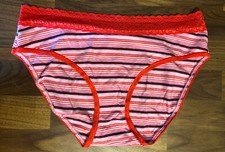 Victoria's Secret Vtg Panties 12 High-Leg Brief Classic Lace Waistband S Stripe