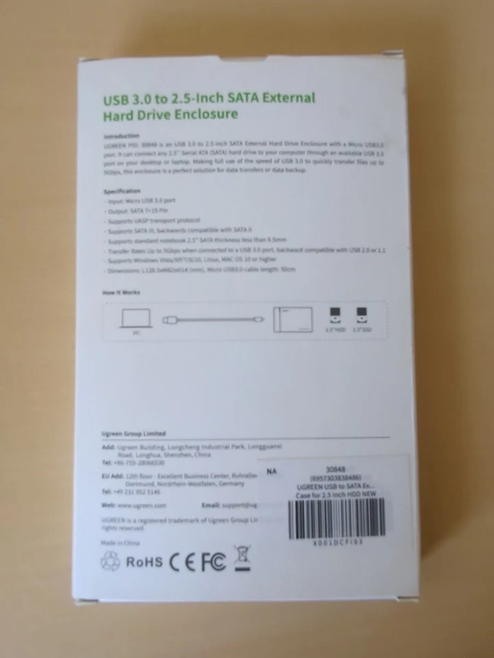 UGreen USB 3.0 to 2.5-Inch SATA External Hard Drive Enclosure 6TB | New in Box - Image 2 of 3