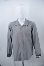 Diamond Supply Woven L/S Button U Stripe Rib Knit Cuffs Mens XL USA Made