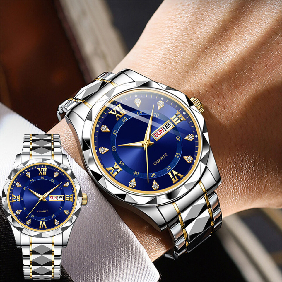 Fashion Men's Watches Fashion Quartz Wristwatch Waterproof Stainless Steel Watch
