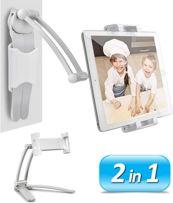 Kitchen Cabinet Tablet Holder, 2 in 1 Wall Mount Desktop Stand for Ipad 12.9 Alu