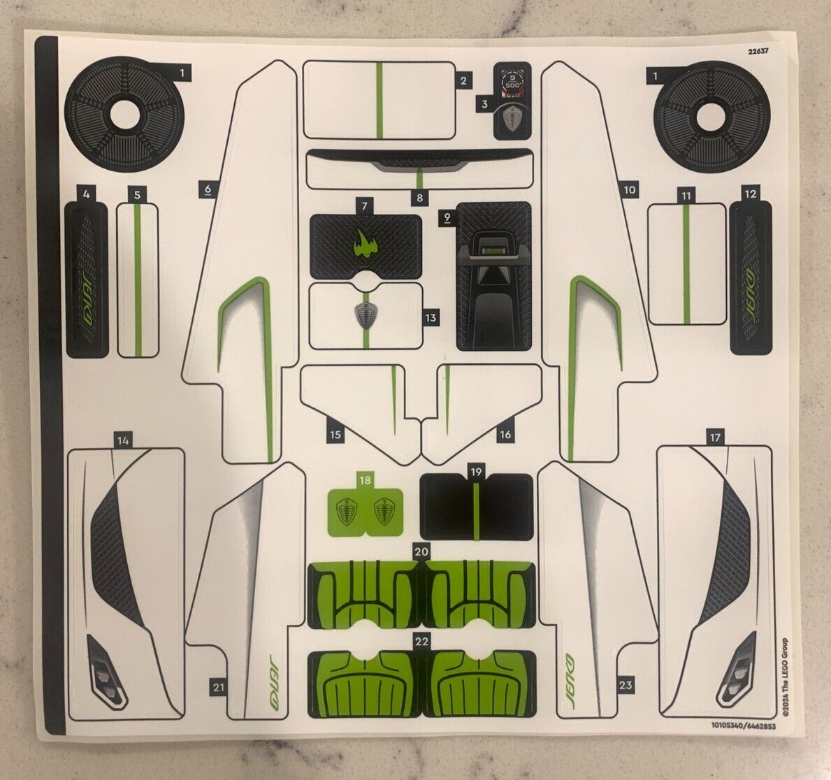 LEGO STICKER SHEET for 42184 Koenigsegg Jesko Absolut White