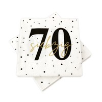 20 Servietten Zum 70. Geburtstag 33 X 33 Cm - Weiß Schwarz Gold