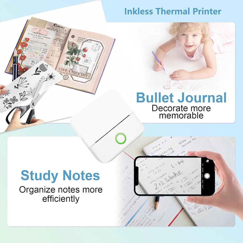 Portable Mini Thermal Printer Pocket Photo Printer Wireless Bluetooth Printing