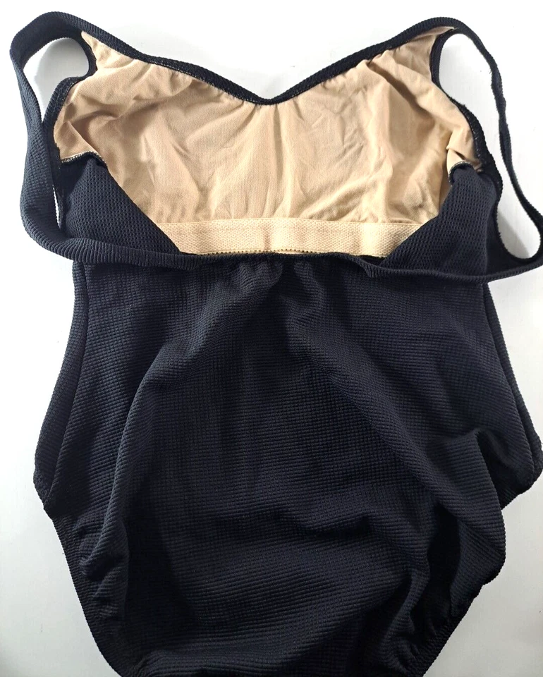 Womens Vintage LL Bean Swimsuit One Piece Black Waffle Knit Lined Scoop Back 10 - Image 4 of 4