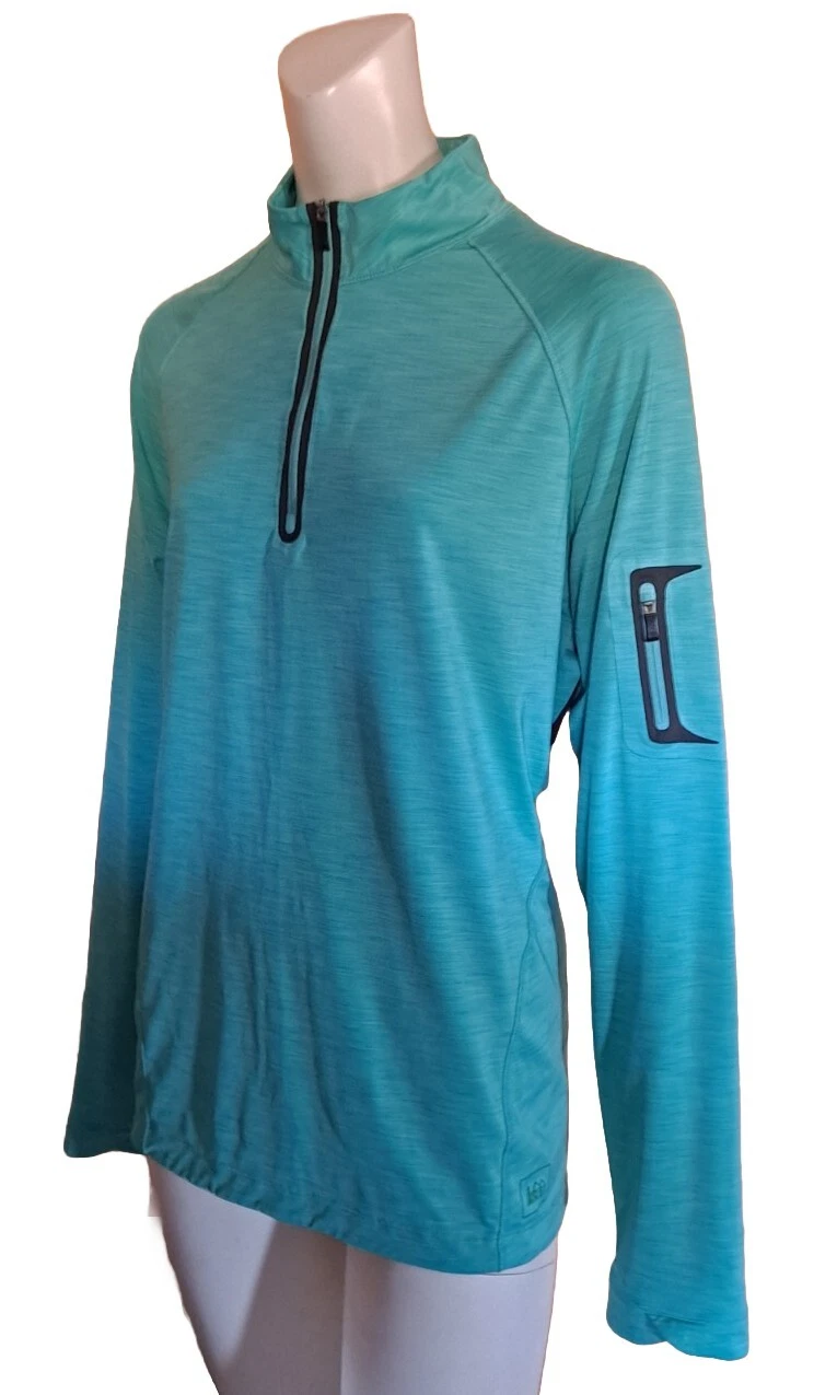 REI 1/3 Zip Hiking Fishing Outdoor Pullover Sweatshirt Top Womens Size XL Green