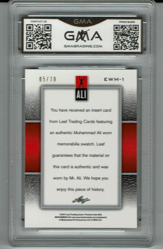 2011 Muhammad Ali Leaf Metal Worn Swatch Gem Mint 10 #ed 5/70 - Image 2 of 2