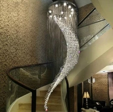 Yc.LED spiral stair Living Room chandelier crystal restaurant ceiling light Lamp