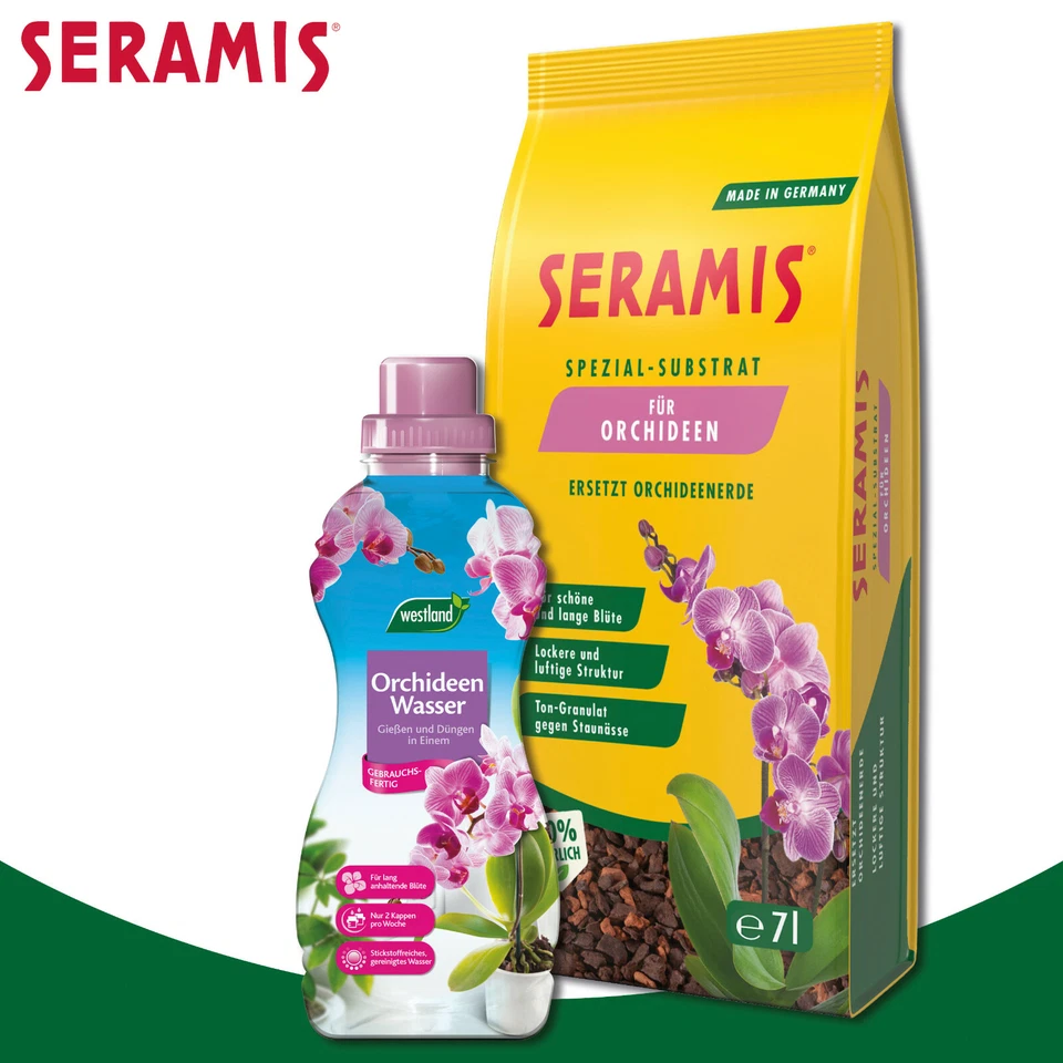 Seramis Set di 2: Substrato Speciale per Orchidee + Acqua per Orchidee