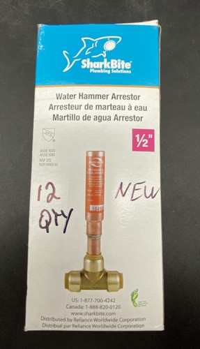 SharkBite 1/2 in Push-to-connect Brass Water Hammer Arrestor Tee  Plumbing 12 Ct