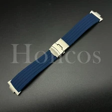 Replacement Dark Blue Rubber Watch Strap Fits for Tissot PRX Clasp and Adapter