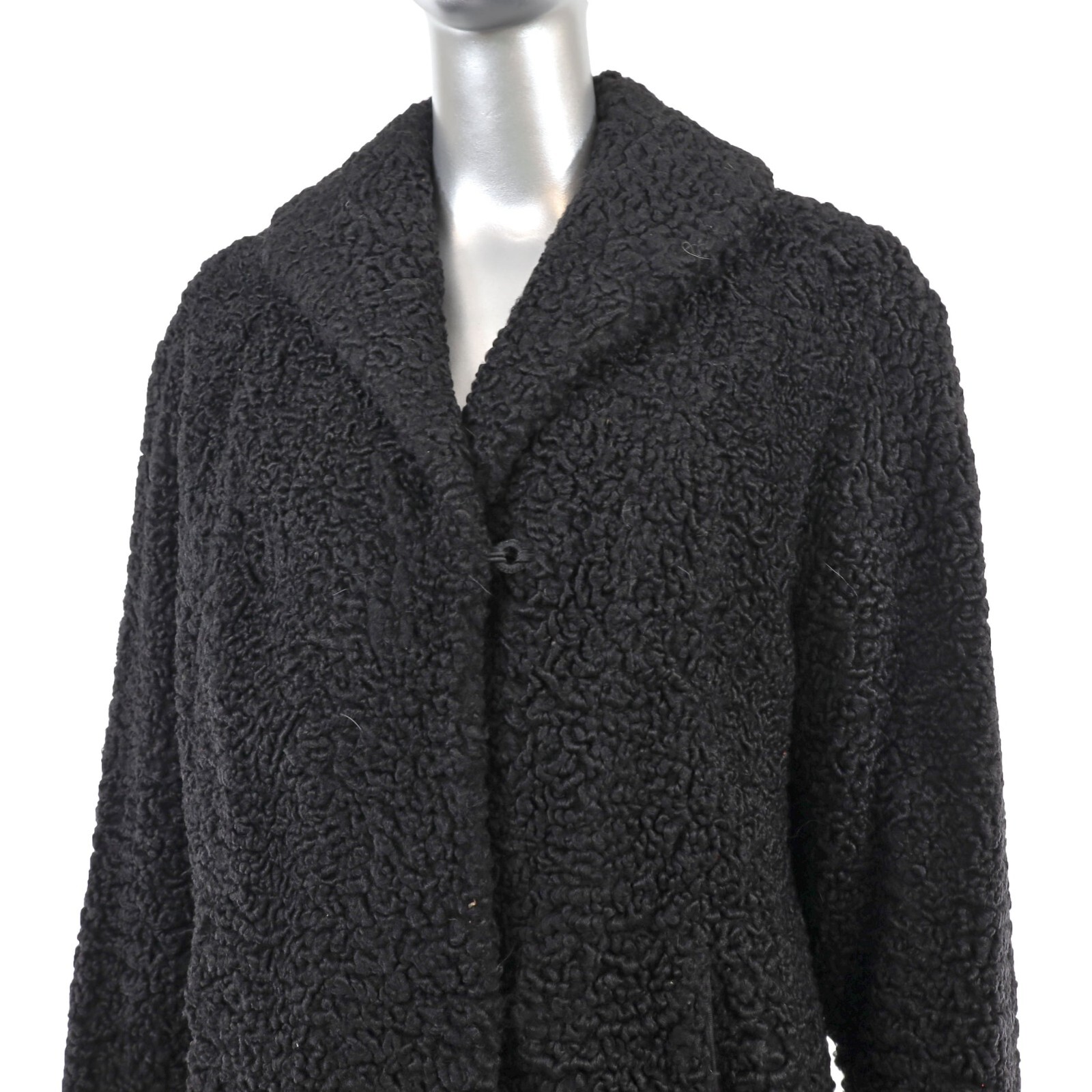New Genuine Women Classic Style Astrakhan Fur Coat In Black Handmade Jacket New image 2