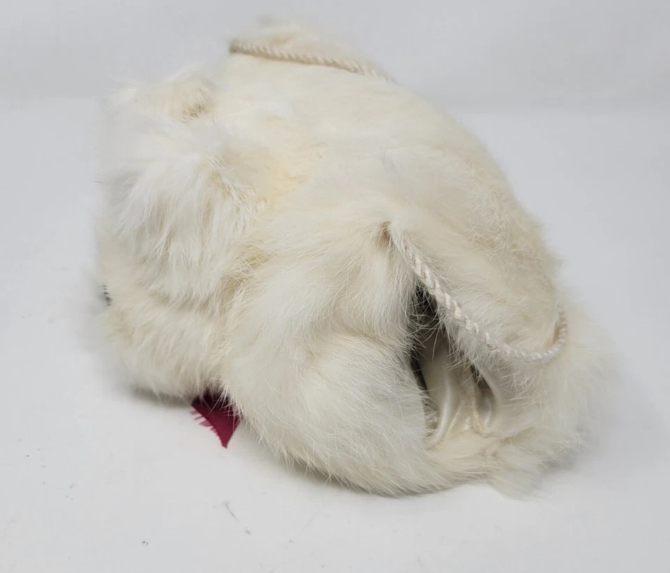Calentador de manos de piel de conejo blanco vintage para niños cara de perro alrededor de 1950 usado en excelente estado Foto 3 de 4