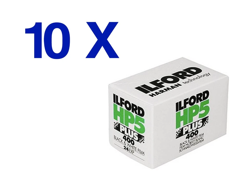 10 X ILFORD HP5 400 Plus 135-24 / Pellicola negativo bianco e nero