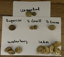 LOT OF 14 Brass Military Buttons~UAM Co~Waterbury~D Evan’s~S Covill~Superior