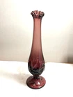 Fenton purple glass bud vase strawberry pattern 9 3/8" tall