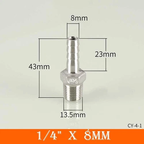 Stainless Male Thread Pipe Fitting x Barb Hose Tail Connector BSP 1/8" to 4" - Bild 9 von 86