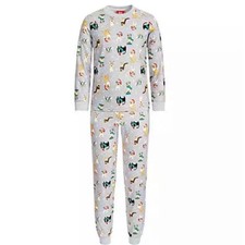 Kids Pre-Packaged 4-5 Holiday Dogs 2 Piece Pajama Set Gray Christmas NWT