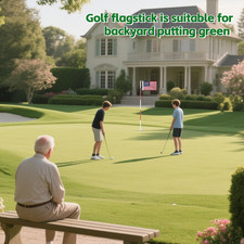 Golf Flagstick 6Ft, Double-Side American Flag for Putting Green, Portable 5-S...