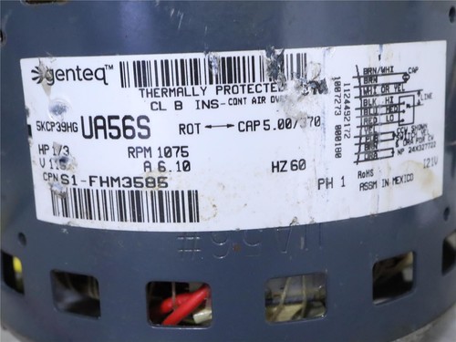 GENTEQ F48AA19A50 1/3HP 1075RPM 4SPD 115V 1PH 350540 BLOWER