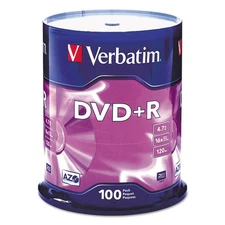 Verbatim 95098 4.7 GB DVD+R Recordable Disc - Silver (100/PK) New