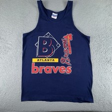Vintage Atlanta Braves Shirt Mens Medium Muscle Tank Top USA Made 90s MLB