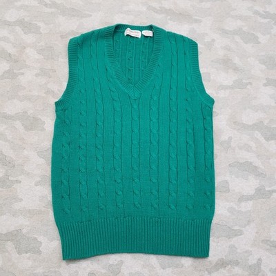 Vintage Brian MacNeil Sweater Vest Mens 9 Green Pullover V-Neck Cable Knit