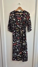 Rixo 100% Silk Wrap Dress XS Black Sea Beach Print