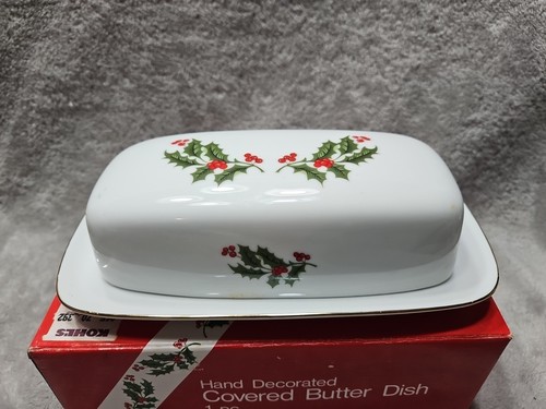 ACEBO DE NAVIDAD con borde dorado plato de mantequilla FINA CHINA JAPÓN vacaciones raro - Imagen 2 de 9