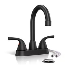 Phiestina Matte Black 4-in Centerset Bathroom Faucet 2-Handle with Pop-up Drain