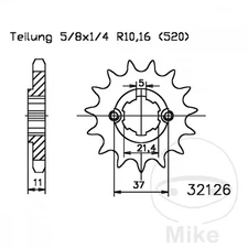 43566 Coarse Gear Transfer Pinion 13T 520 6 Ø21.4/25 Compatible with SYM QUAD LAN